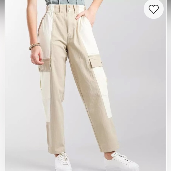 PacSun Utility Barrel Tan Cargo Pants High Waist Tan & Cream Jeans women’s 27 - Picture 2 of 10